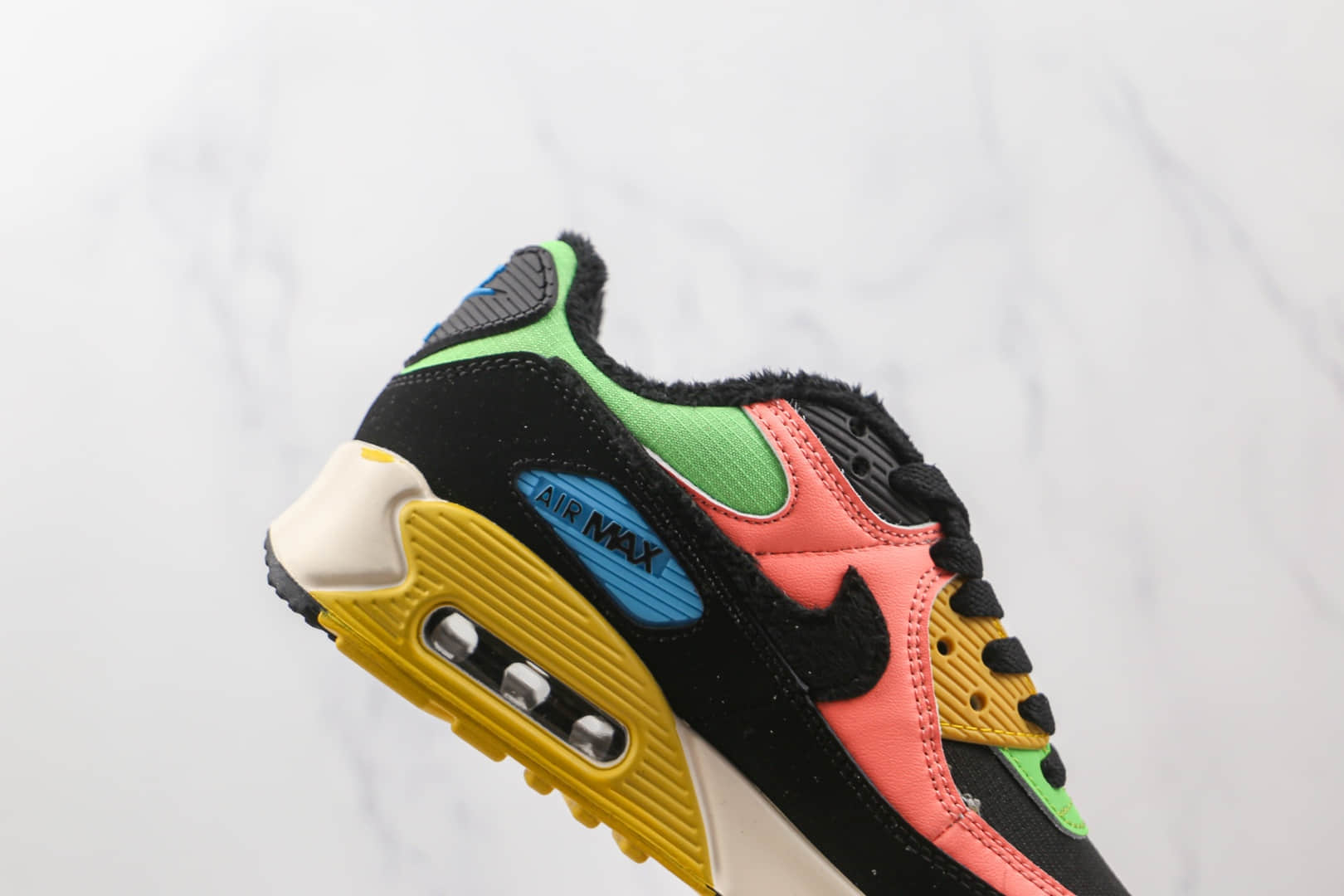 耐克Nike Air Max 90公司级版本复古气垫跑鞋黑粉绿色原盒原标 货号：CT1891-600