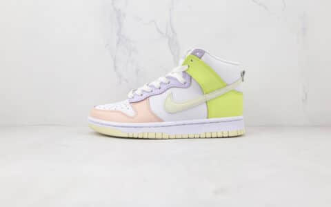 耐克Nike Dunk High Lemon Twist纯原版本高帮DUNK彩蛋彩色拼接板鞋内置气垫 货号：DD1869-108