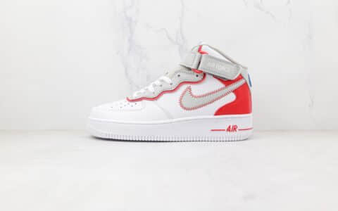 耐克Nike Air Force 1‘07 Mid Athletic Club纯原版本中帮空军一号白红色板鞋内置气垫 货号：DH7451-100