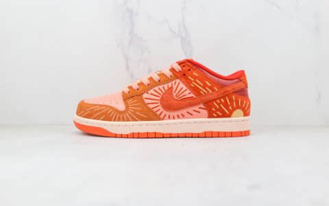 耐克Nike Dunk Low NH “Winter Solstice”Orange-Crimson BlissNike Dunk Low纯原版本低帮DUNK冬至限定落日刺绣夕阳红脏橙色板鞋原盒原标 货号：DO6723-800