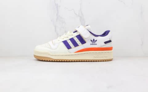 阿迪达斯Adidas originals Forum 84 low纯原版本三叶草白紫色Forum84复古板鞋原楦头纸板打造 货号：GX9049