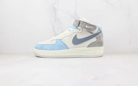 耐克Nike Air Force 1’07 Mid纯原版本中帮空军一号麂皮灰蓝色3M反光板鞋原盒原标 货号：AL6896-559