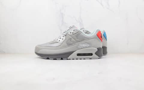 耐克Nike Air Max 90纯原版本灰麂皮红蓝鸳鸯Max90气垫鞋原档案数据开发