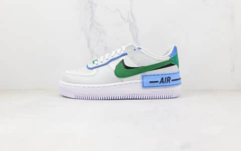 耐克Nike Air Force 1 Shadow纯原版本低帮空军一号马卡龙白绿蓝色板鞋原盒原标 货号：CI0919-004