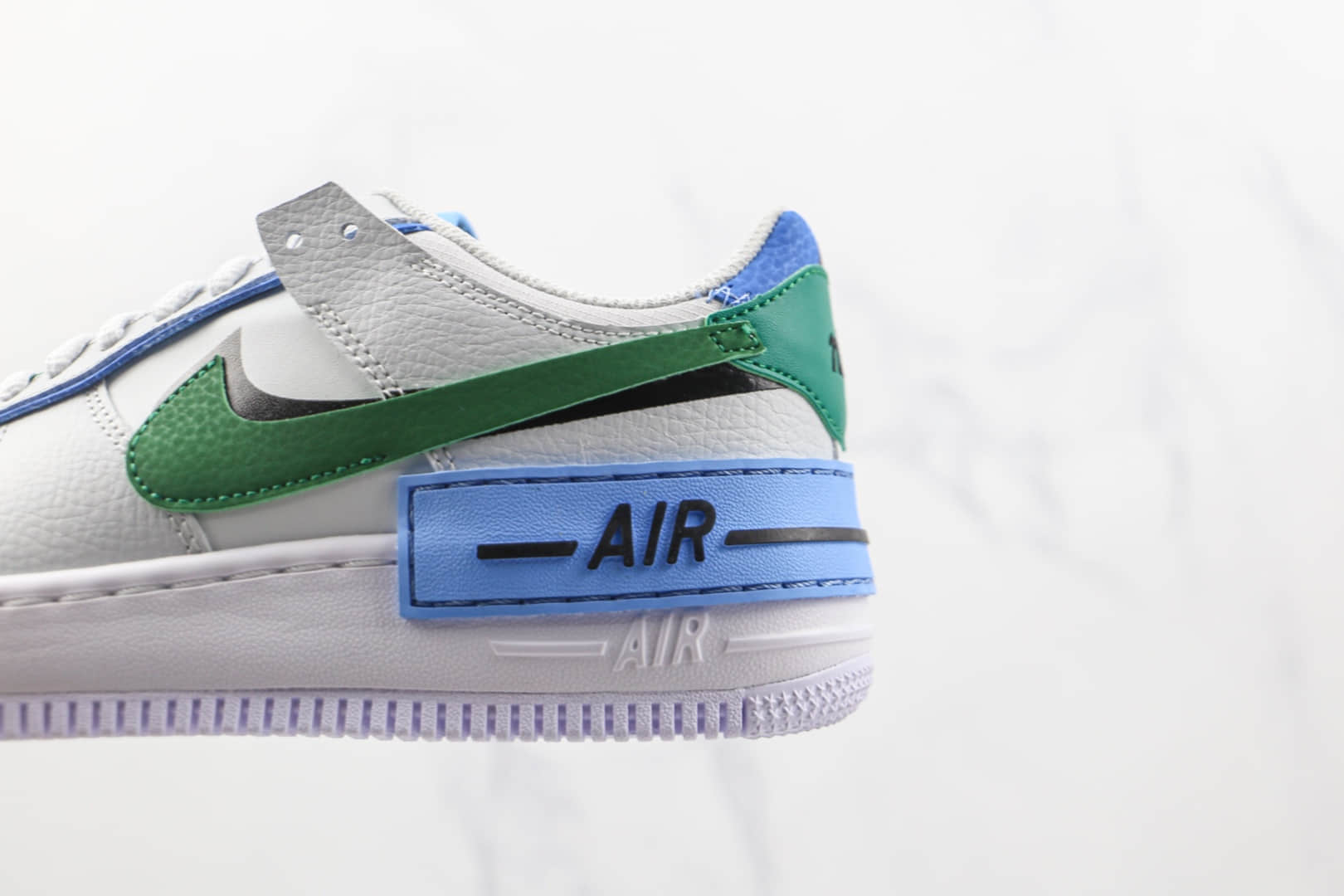 耐克Nike Air Force 1 Shadow纯原版本低帮空军一号马卡龙白绿蓝色板鞋原盒原标 货号：CI0919-004