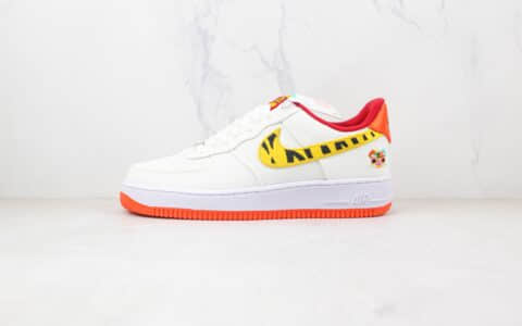 耐克Nike Air Force 1’07 Low纯原版本低帮空军一号虎年限定刺绣斑马白黄红色板鞋内置气垫 货号：DQ4502-171