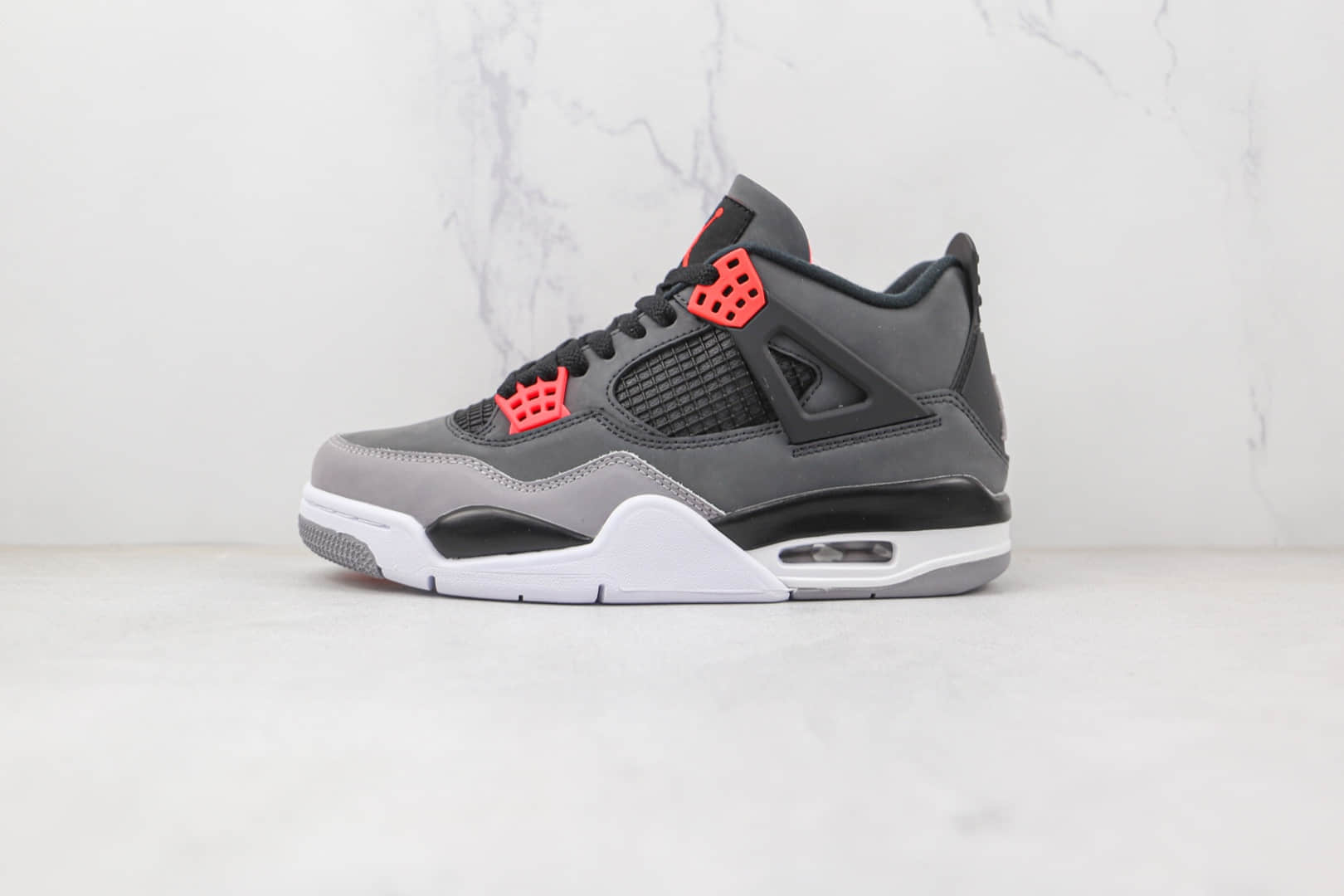 乔丹Air Jordan 4 Retro Infrared纯原版本黑灰色AJ4灰水泥红外线篮球鞋原楦头纸板打造 货号：DH6927-061