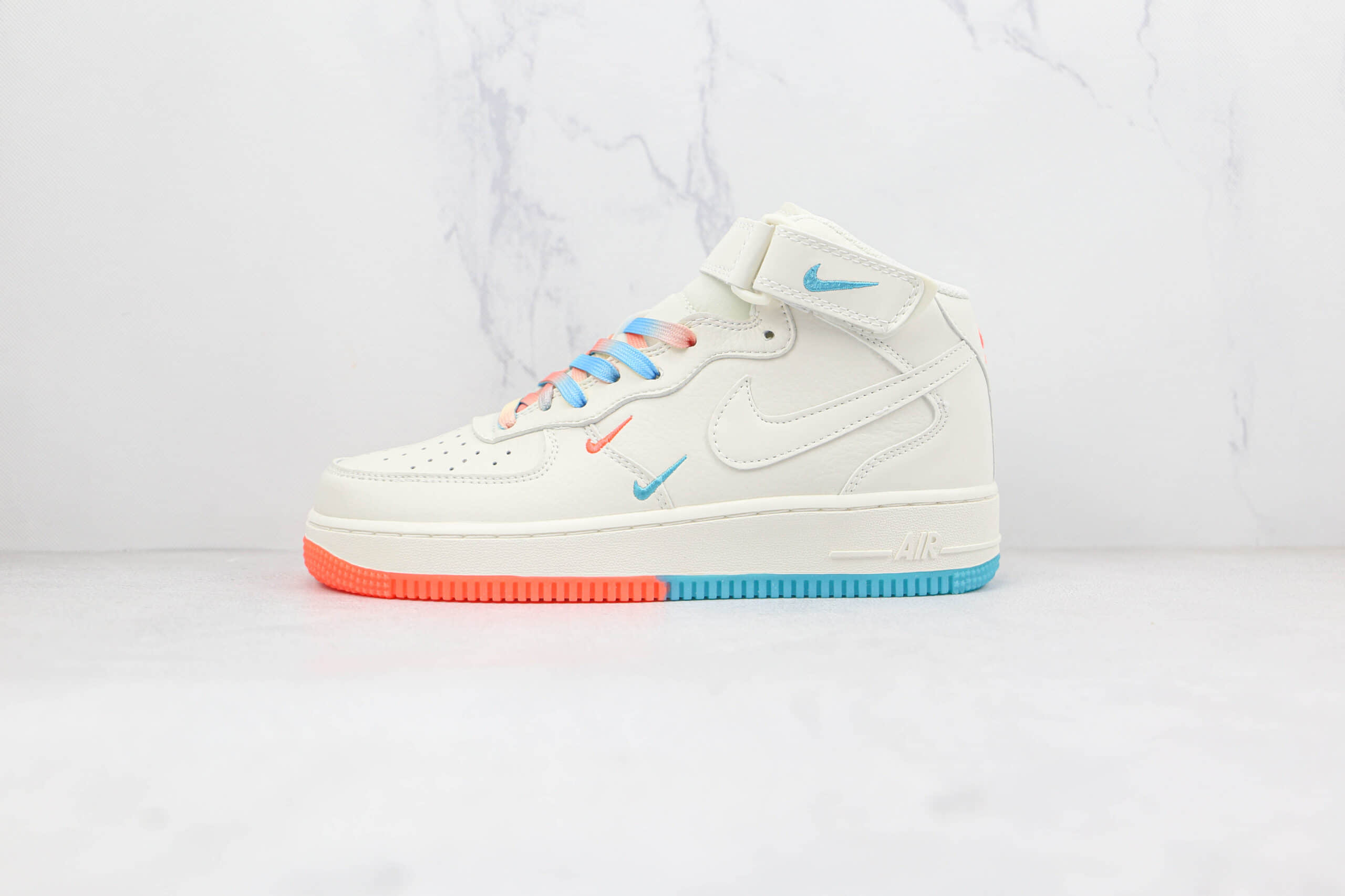 耐克Nike Air Force 1’07 Low纯原版本中帮空军一号白橙双钩板鞋内置气垫 货号：MI9663-536