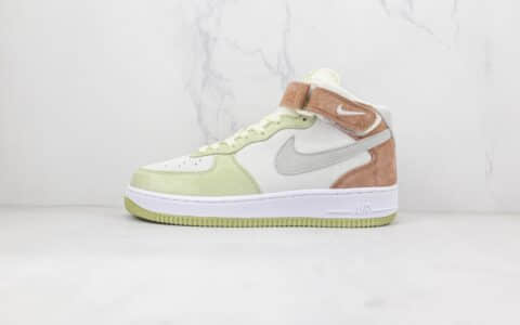 耐克Nike Air Force 1’07 Low纯原版本中帮空军一号柠檬黄棕灰色拼接板鞋内置气垫 货号：AL6896-558