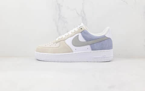 耐克Nike Air Force 1’07 Low纯原版本低帮空军一号白灰蓝麂皮拼接板鞋原楦头纸板打造 货号：LM2033-208