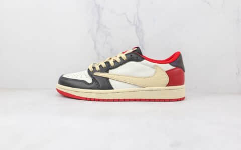 乔丹Air Jordan 1 Low x Travis Scott联名款纯原版本倒勾AJ1黑红板鞋原档案数据开发 货号：DM7866-140