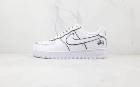 耐克Nike Air Force 1’07 Low纯原版本低帮空军一号斯图西黑缝线板鞋内置气垫 货号：BQ6425-109