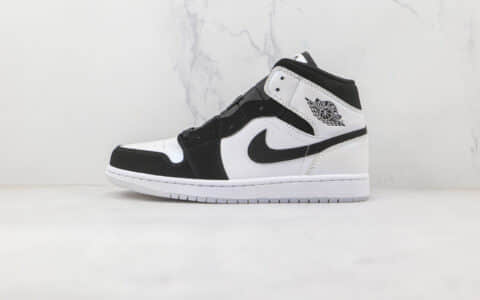 乔丹Air Jordan 1 Mid纯原版本中帮AJ1珠光黑白熊猫板鞋原盒原标 货号：DH6933-100