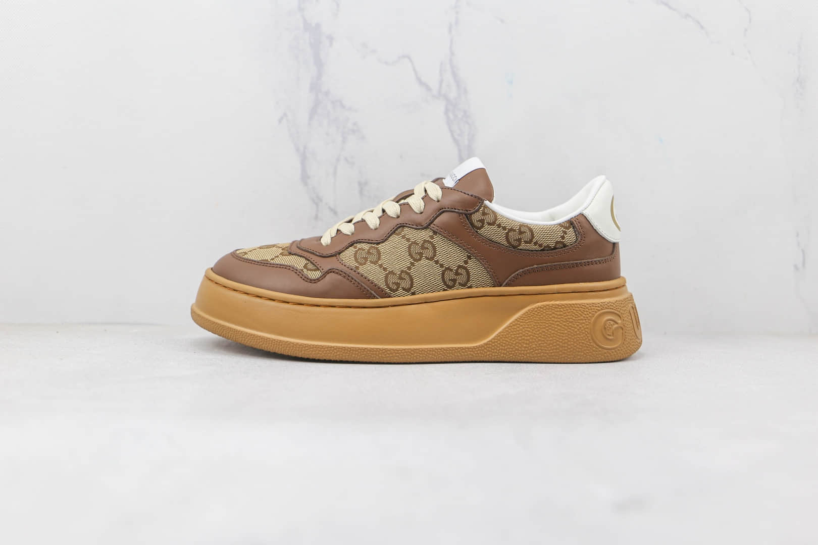 古驰Gucci Screener GG High-Top Sneaker莞产纯原版本双G复古休闲板鞋原楦头纸板打造