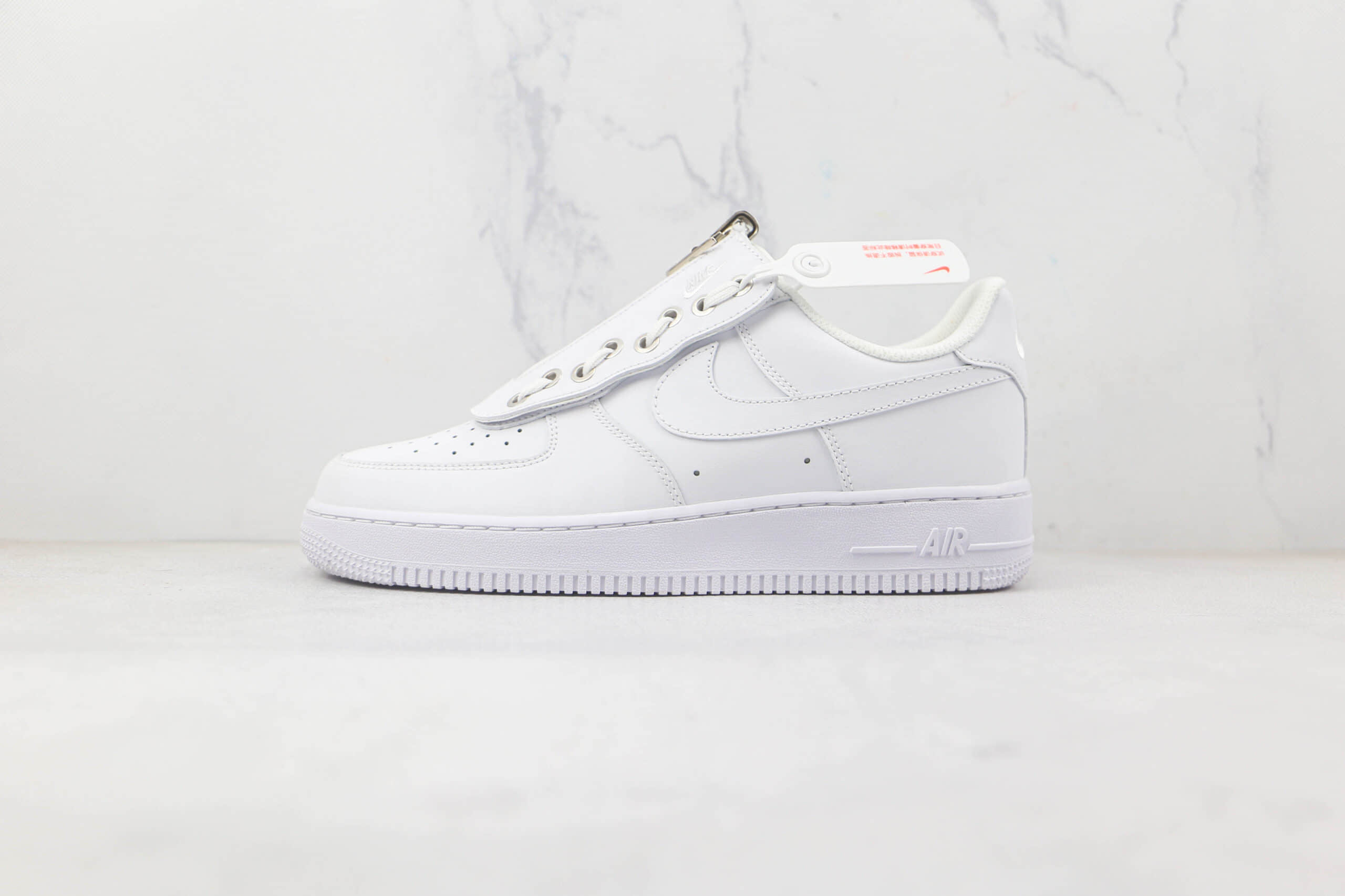 耐克Nike Air Force 1 '07 Low Shroud纯原版本低帮空军一号皮革白拉链鞋舌片板鞋内置气垫 货号：DC8875-100