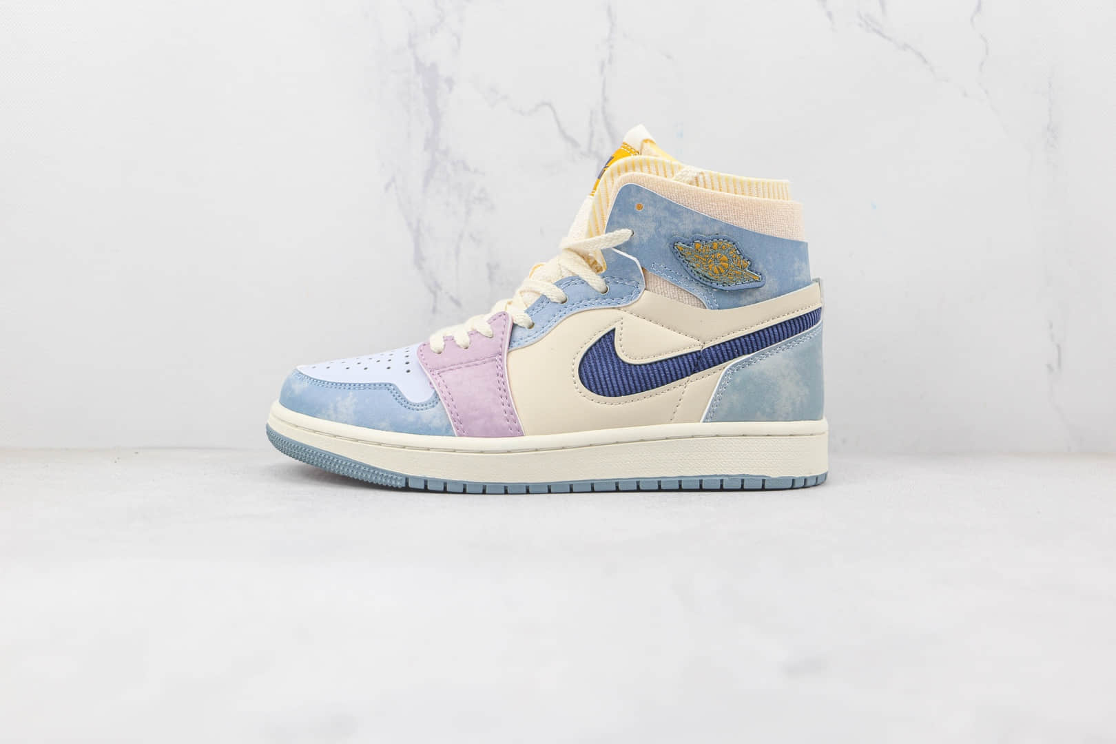 乔丹Air Jordan 1 Zoom Air CMFT纯原版本中帮AJ1彩色拼接灯芯绒板鞋原盒原标 货号：DQ5091-041