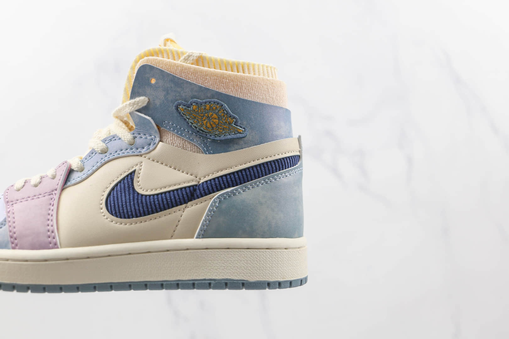 乔丹Air Jordan 1 Zoom Air CMFT纯原版本中帮AJ1彩色拼接灯芯绒板鞋原盒原标 货号：DQ5091-041
