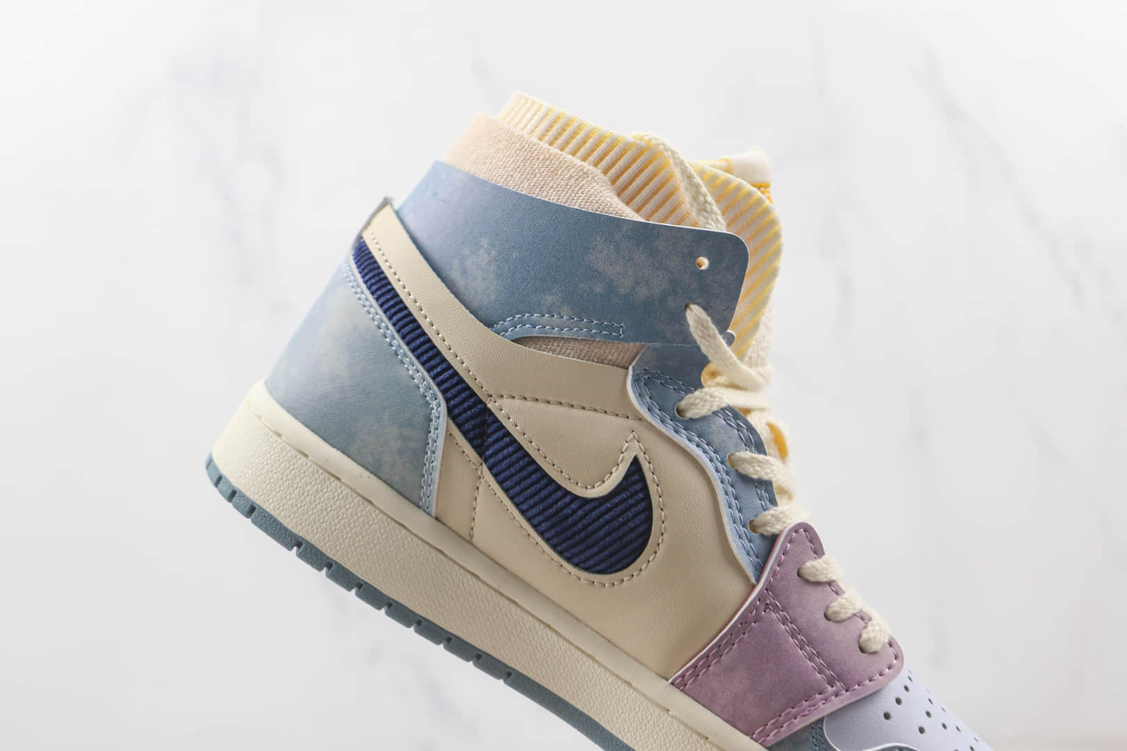 乔丹Air Jordan 1 Zoom Air CMFT纯原版本中帮AJ1彩色拼接灯芯绒板鞋原盒原标 货号：DQ5091-041