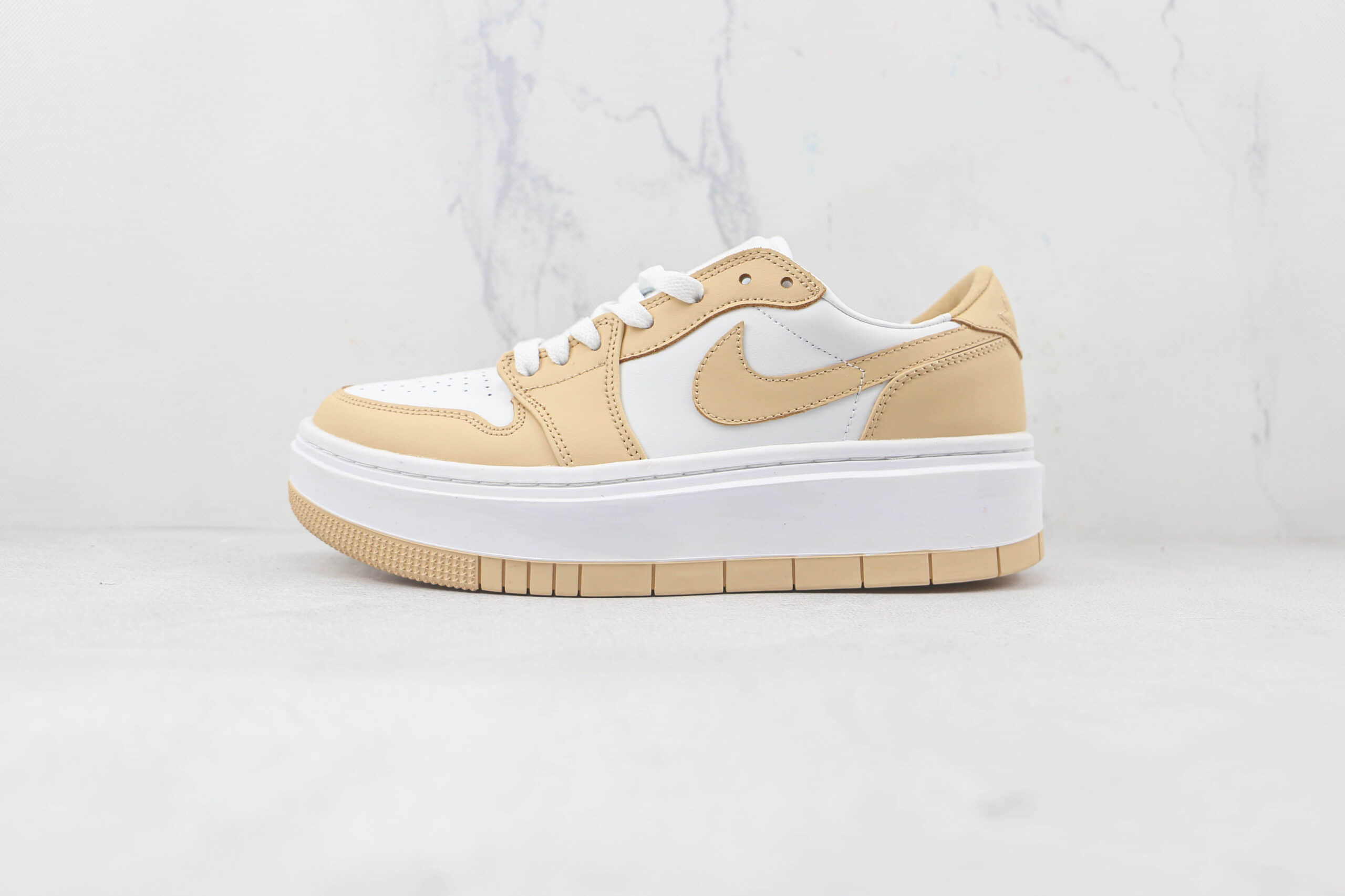 乔丹Air Jordan 1 Elevate Low SE纯原版本低帮AJ1白黄色厚底板鞋原楦头纸板打造 货号：DH7004-102