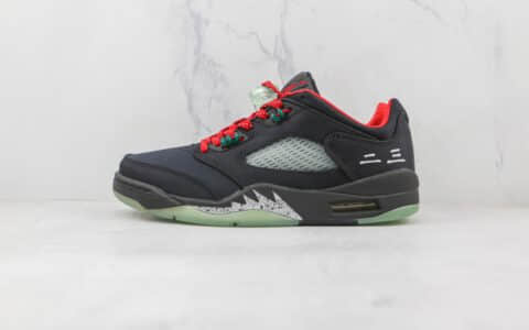 乔丹Air Jordan AJ5 Retro Low CNY纯原版本低帮AJ5中国年黑红丝绸翡翠夜光撕撕乐篮球鞋原盒原标 货号：DM4640-036