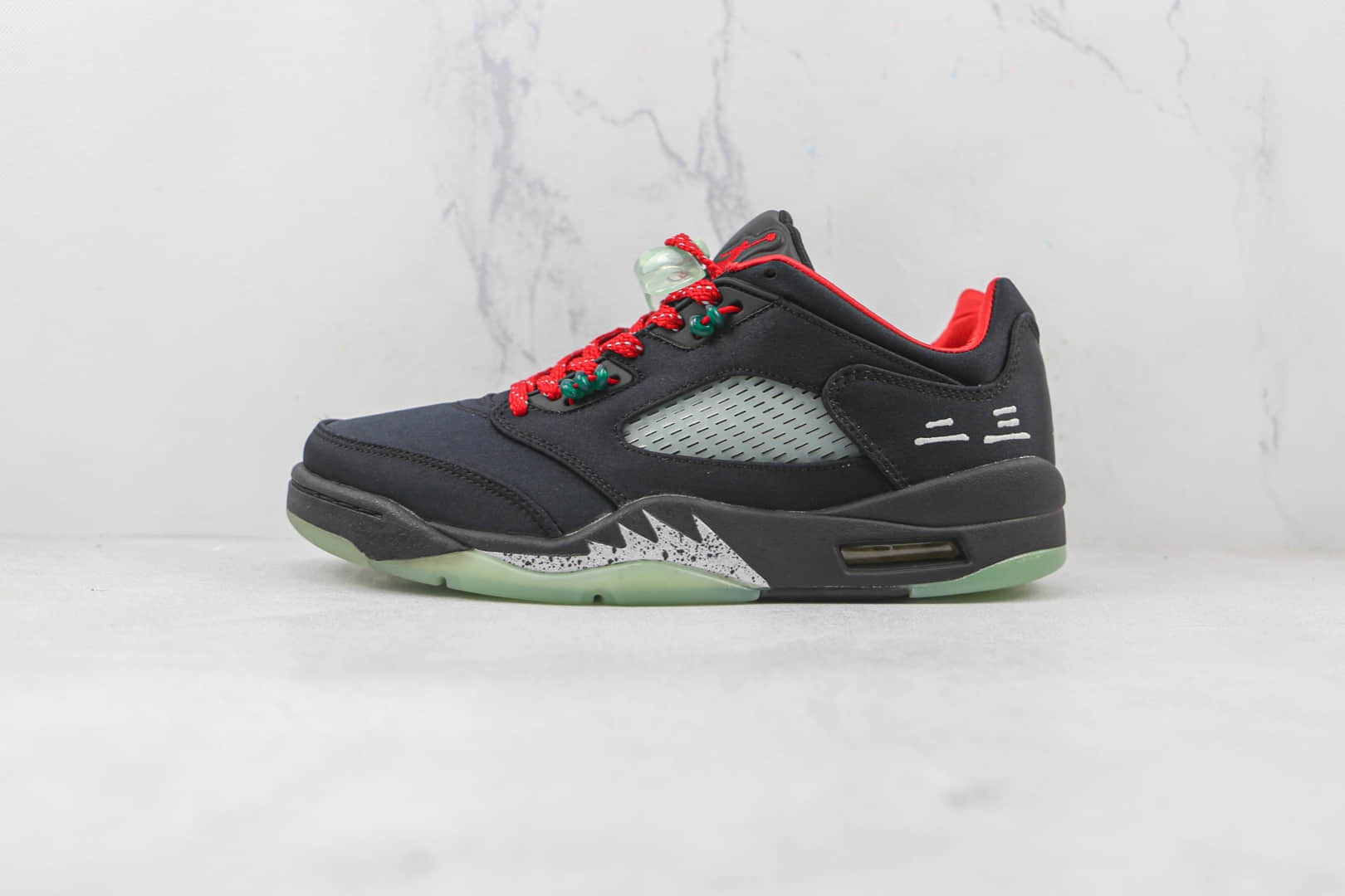 乔丹Air Jordan AJ5 Retro Low CNY纯原版本低帮AJ5中国年黑红丝绸翡翠夜光撕撕乐篮球鞋原盒原标 货号：DM4640-036