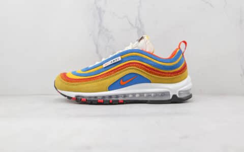 耐克Nike Air Max 97纯原版本波浪纹黄红蓝Max97气垫鞋原盒原标真小潘气垫 货号：DH1085 700