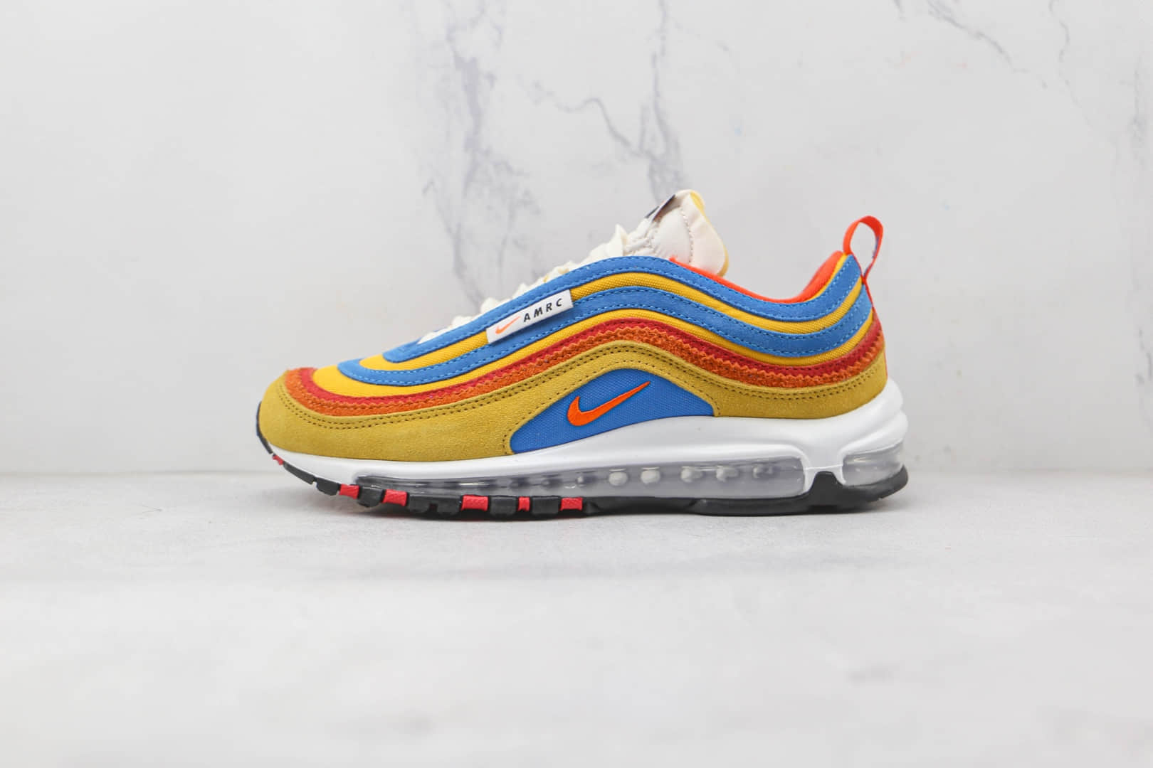 耐克Nike Air Max 97纯原版本波浪纹黄红蓝Max97气垫鞋原盒原标真小潘气垫 货号：DH1085 700