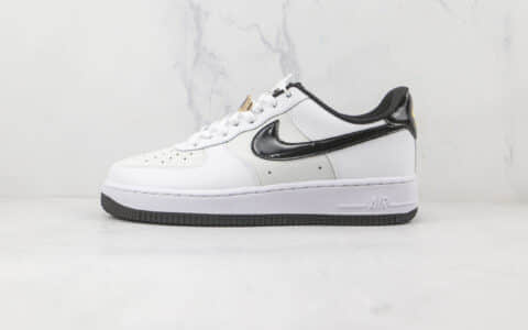 耐克Nike Air Force 1’07 Low纯原版本低帮空军一号白色漆皮黑勾板鞋内置气垫 货号：DQ0300-100