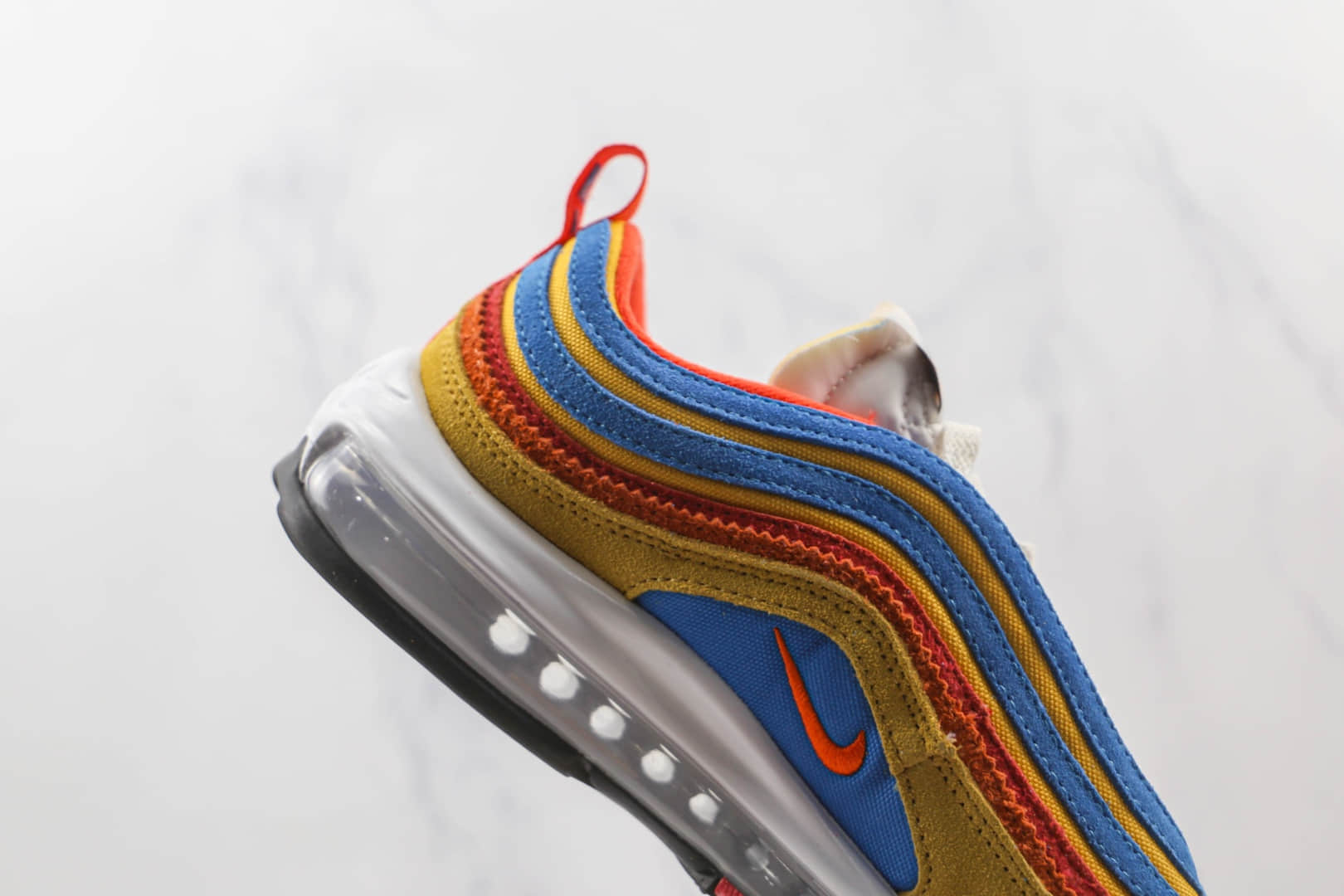 耐克Nike Air Max 97纯原版本波浪纹黄红蓝Max97气垫鞋原盒原标真小潘气垫 货号：DH1085 700