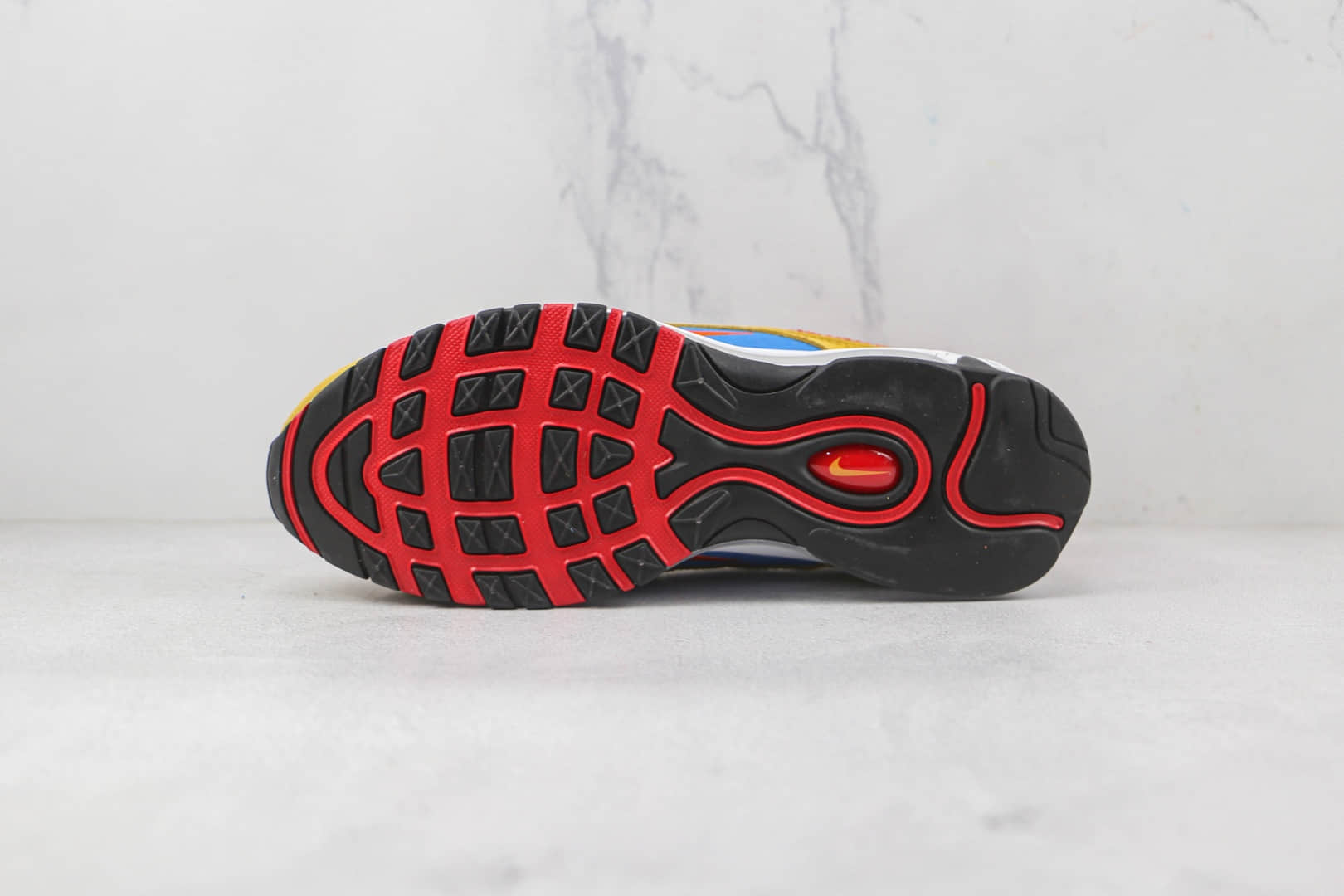 耐克Nike Air Max 97纯原版本波浪纹黄红蓝Max97气垫鞋原盒原标真小潘气垫 货号：DH1085 700