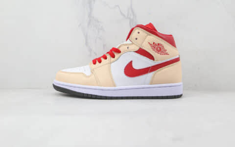 乔丹Air Jordan 1 Mid纯原版本中帮AJ1白橘红篮球鞋原楦头纸板打造 货号：554725-201