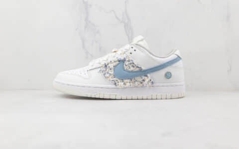 耐克Nike SB Zoom Dunk Low Pro纯原版本低帮SB DUNK小香风缝制宝石丝绸鞋带复古风白蓝定制板鞋内置气垫 货号：895969-160