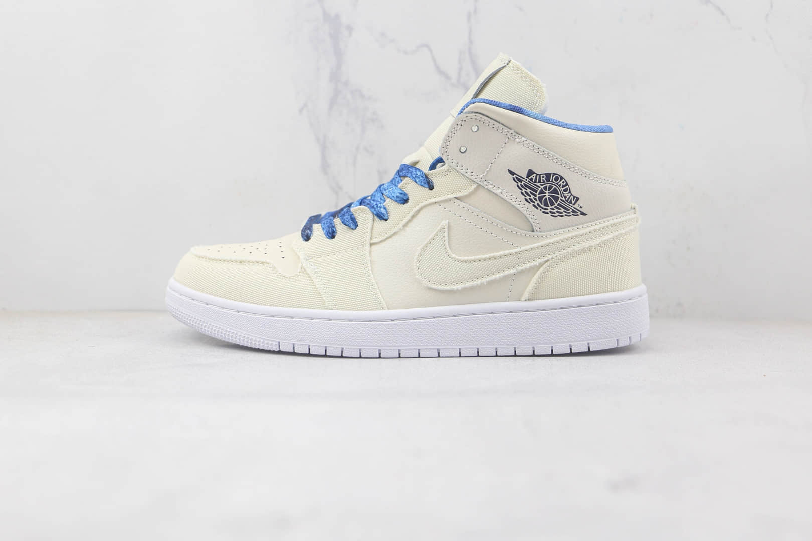 乔丹Air Jordan 1 mid纯原版本米白蓝中帮AJ1板鞋原档案数据开发 货号：DM9126-104