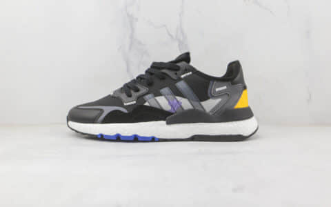 阿迪达斯Adidas Nite Jogger 2021 Boost纯原版本三叶草夜行者一代黑色爆米花跑鞋原档案数据开发 货号：GX2184