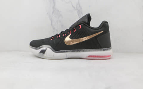 耐克Nike Zoom Kobe 10 Elite Low BHM（2016）纯原版本科比10代黑白金实战篮球鞋内置气垫 货号：718762-091