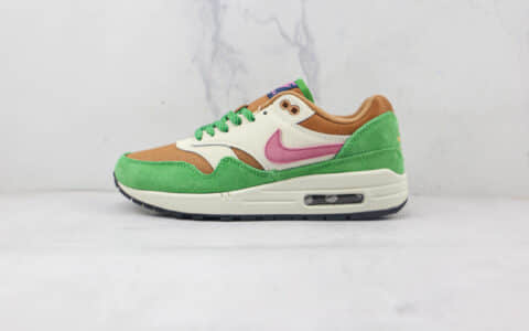 耐克Nike Air Max 1纯原版本麂皮棕绿粉Max1气垫鞋原楦头纸板打造 货号：DR9773-300