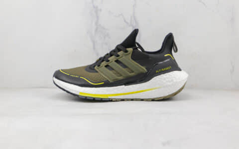 阿迪达斯Adidas Ultra Boost 21 Consortium纯原版本黑橄榄绿UB7.0爆米花跑鞋原档案数据开发 货号：S23896