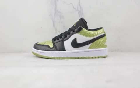 乔丹Air Jordan 1 Low Vivid Green Snakeskin纯原版本蛇纹黑绿脚趾低帮AJ1板鞋原鞋开模 货号：DX4446-301