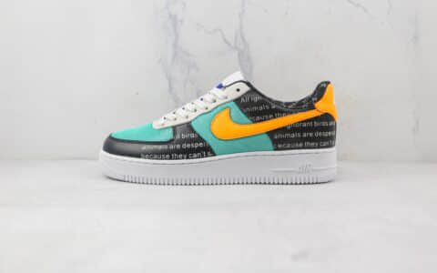 耐克Nike Air Force 1’07 Low纯原版本低帮空军一号黑绿字母板鞋内置气垫 货号：CI0057-100