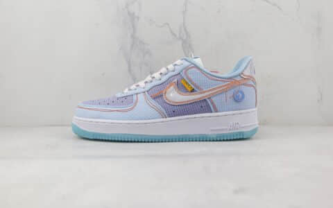 耐克Nike Air Force1纯原版本低帮空军一号浅蓝联名蓝缝线配色板鞋内置气垫 货号：CJ9649-400