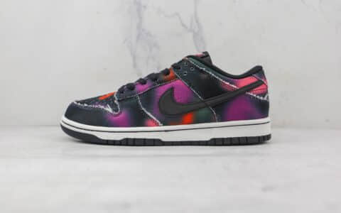 耐克Nike Dunk Low Graffiti低帮DUNK街头涂鸦黑紫扎染板鞋原盒原标 货号：DM0108-002