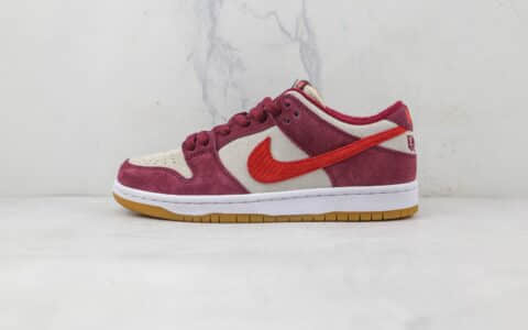 耐克Nike SB Dunk Low Pro Color纯原版本低帮SB DUNK灯芯绒酒红色板鞋内置气垫 货号：DX4589-600