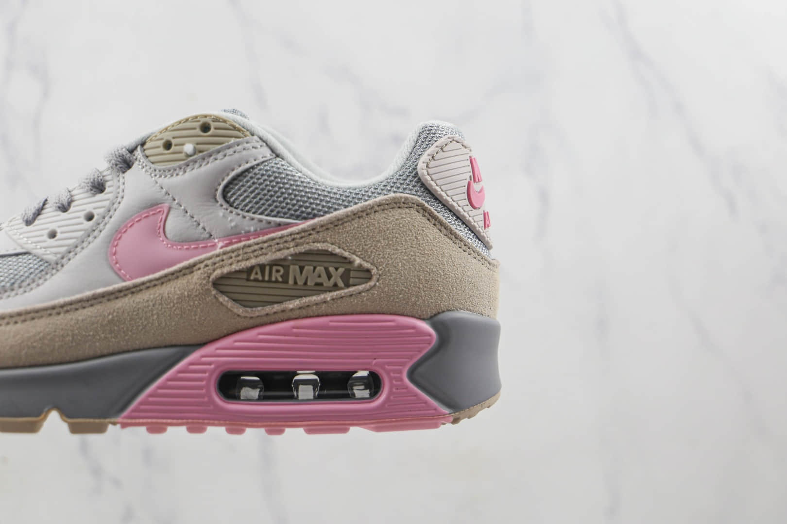 耐克Nike Air Max 90纯原版本粉钩灰麂皮Max气垫鞋原楦头纸板打造原盒原标 货号：CW7483-001