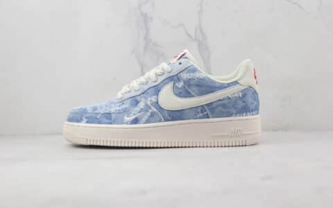 耐克Nike Air Force1纯原版本低帮空军一号牛仔做旧配色板鞋内置气垫原盒原标 货号：DY1830-100