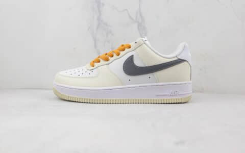 耐克Nike Air Force1纯原版本低帮空军一号白黄灰钩板鞋内置气垫 货号：CW2288-200