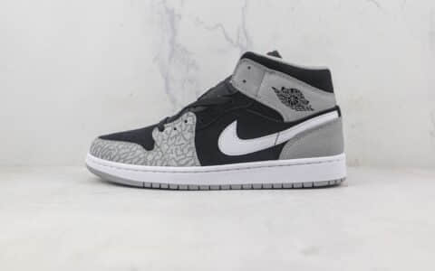 乔丹Air Jordan 1 Mid Elephant Toe莆田纯原复刻版本中帮AJ1黑灰爆裂纹板鞋原楦头纸板打造 货号：DM1200-016