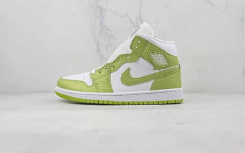 乔丹Air Jordan 1 Mid SE Green Python莆田纯原复刻中帮AJ1绿色蟒蛇配色板鞋原楦头纸板打造 货号：DV2959-113