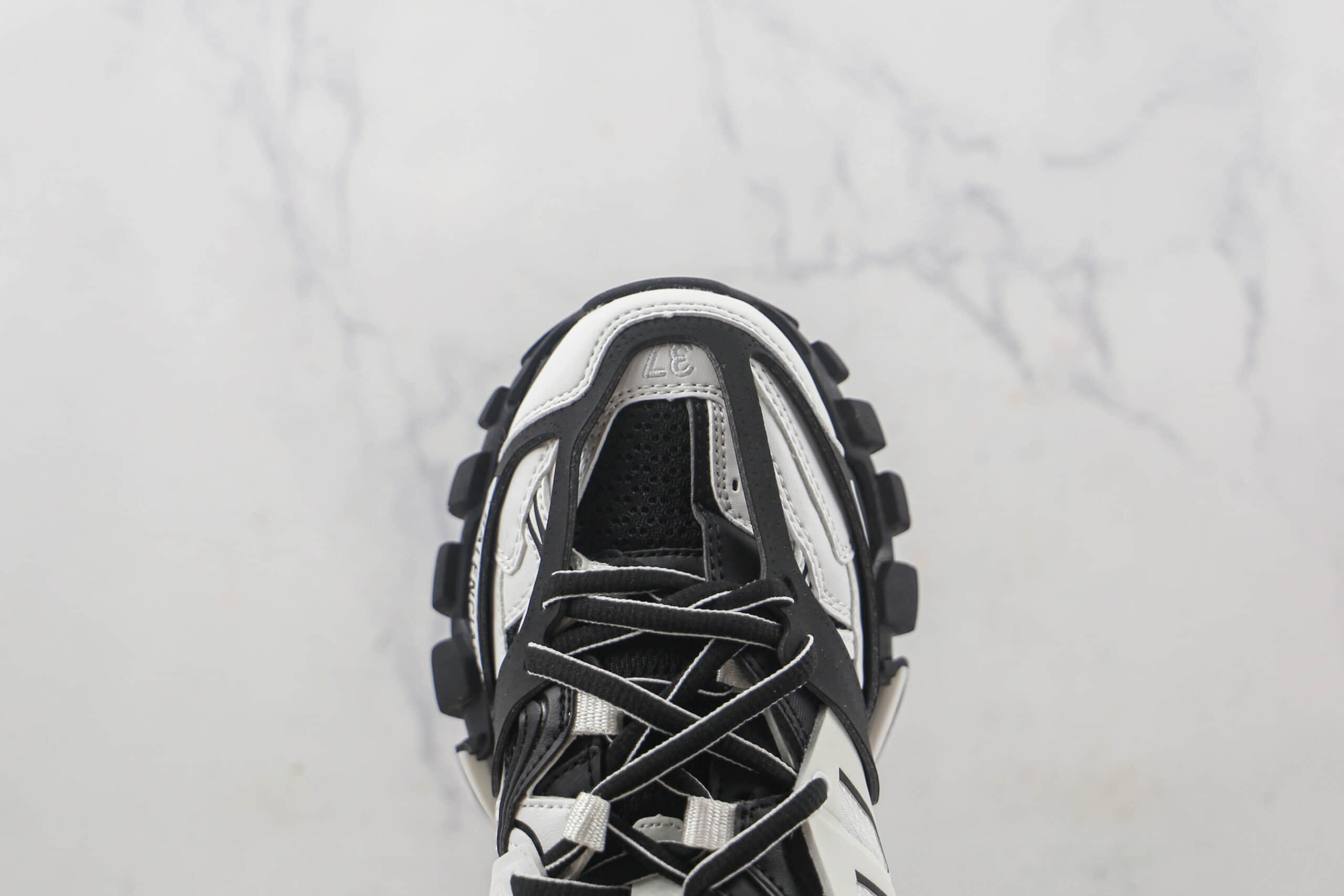巴黎世家Balenciaga Sneaker Tess s.Gomma MAILLE WHITE ORANGE莞产顶级版本巴黎世家3.0半托黑白色老爹鞋原档案数据开发