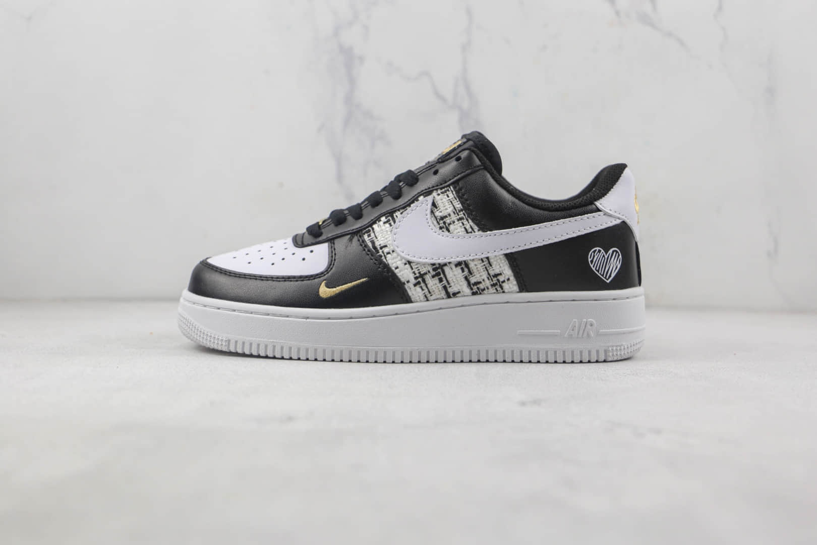 耐克Nike Air Force 1 Fontanka纯原复刻低帮空军一号针织爱心黑白色板鞋原鞋开模 货号：CZ0270-001