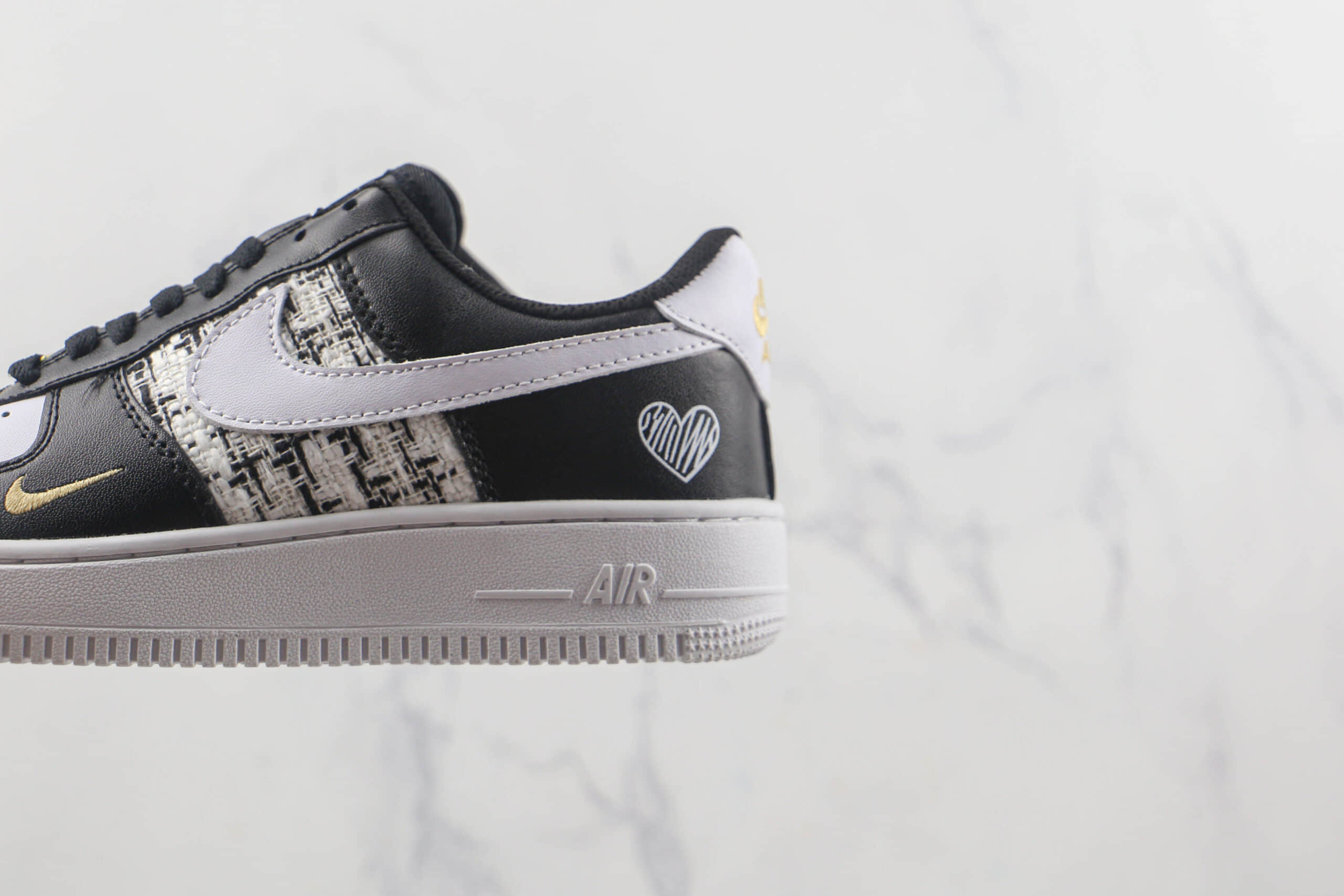 耐克Nike Air Force 1 Fontanka纯原复刻低帮空军一号针织爱心黑白色板鞋原鞋开模 货号：CZ0270-001